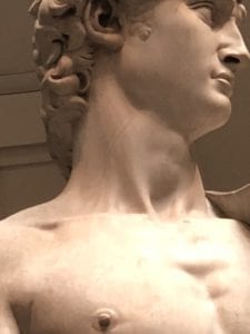 Photo of the neck of Michelangelo’s David