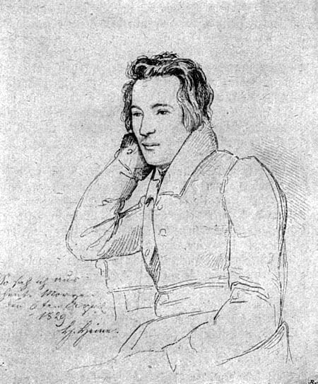 Illustration of Heinrich Heine in 1829