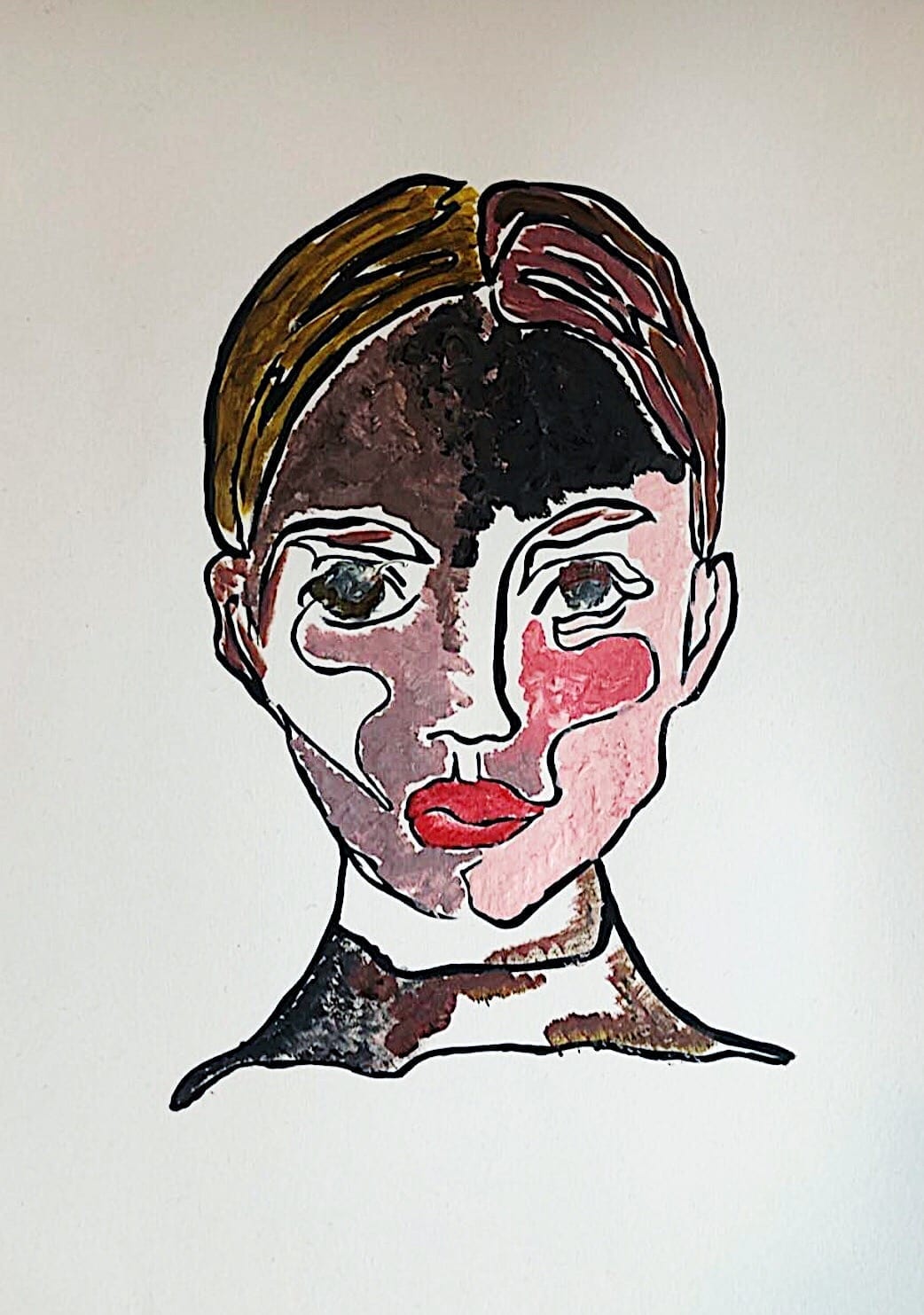Illustration of a woman's face divided into different colors