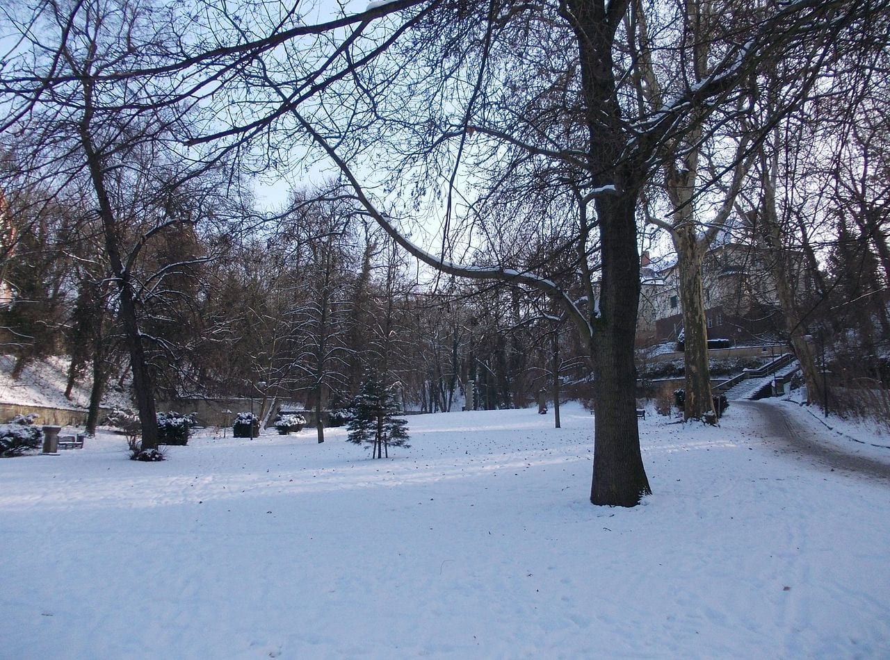 Nikolaifriedhof (Weiβenfels) in winter where Novalis died