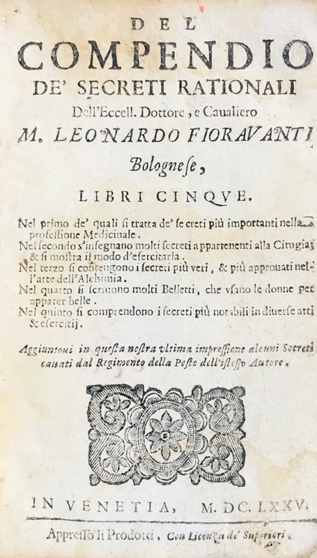 Del compendio de i secreti rationali by Leonardo Fioravanti.