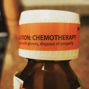 A chemotherapy bottle