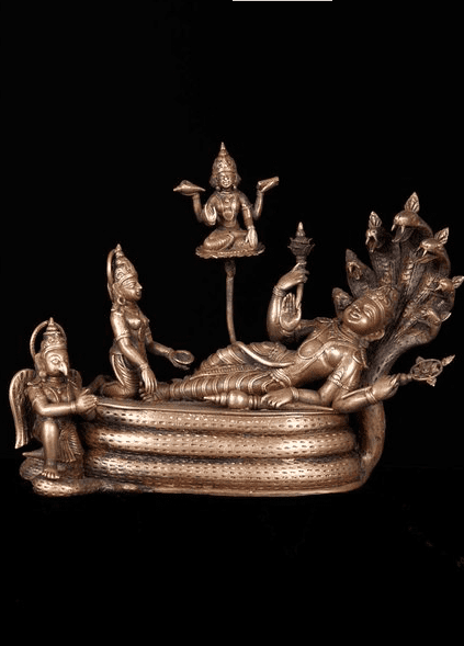 Statue of Lord Brahma with lotus connected at the belly button