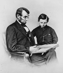 Abraham Lincoln and his son Tad who may have suffered smallpox