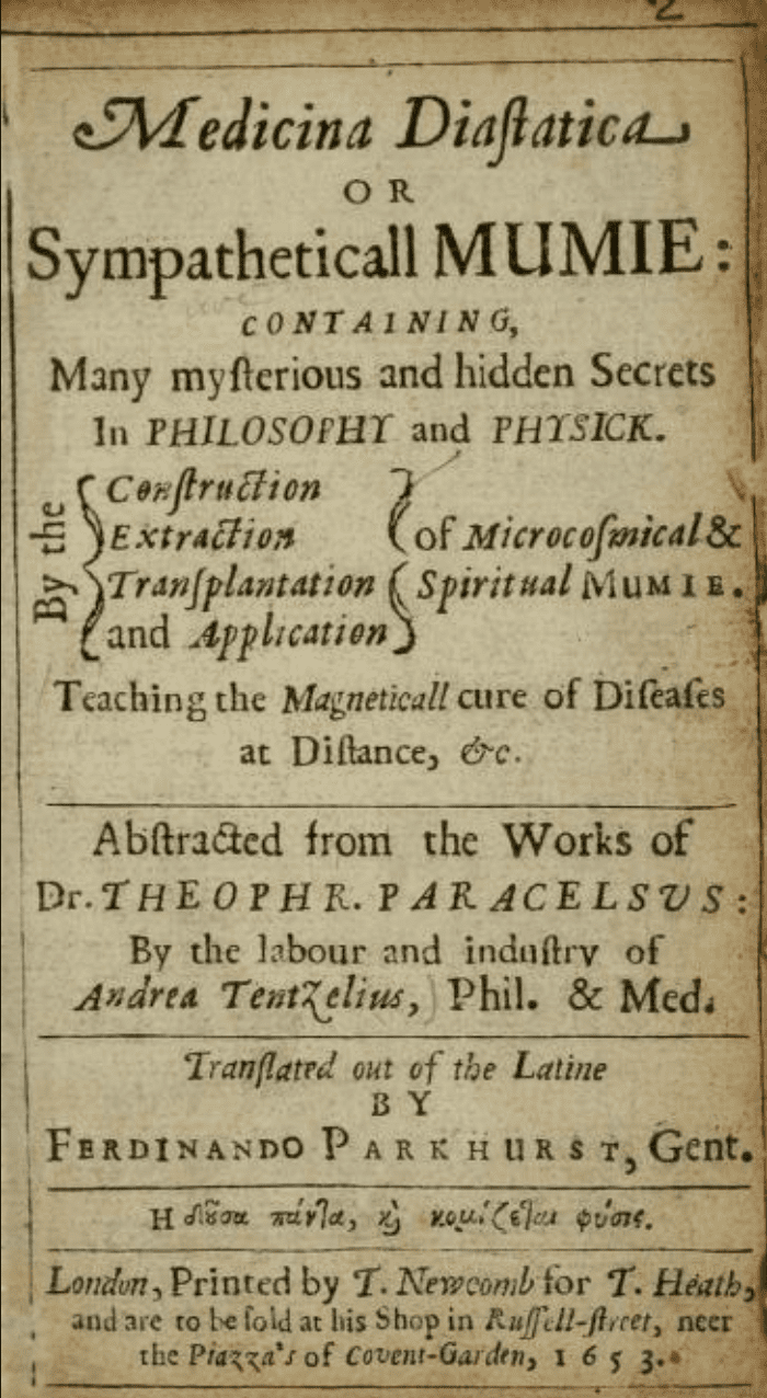 Front page of book by Paracelsus