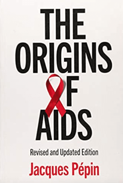 Cover of The Origins of AIDS with red ribbon on white background