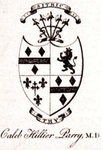 Family crest and bookplate of Caleb Hillier Parry